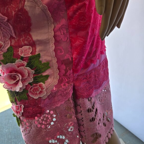 Romantic Vintage-Inspired Cherry Blossom Pink Skirt Embroidered Rose Skirt Retro - Picture 5 of 16